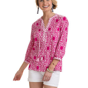 Vineyard Vines Tile Print Mixed Medallion Top XS